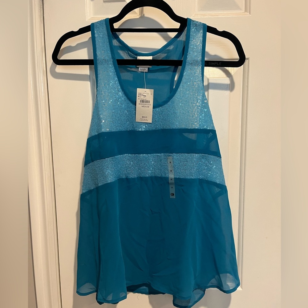 Sheer/sequin Racerback Tanktop